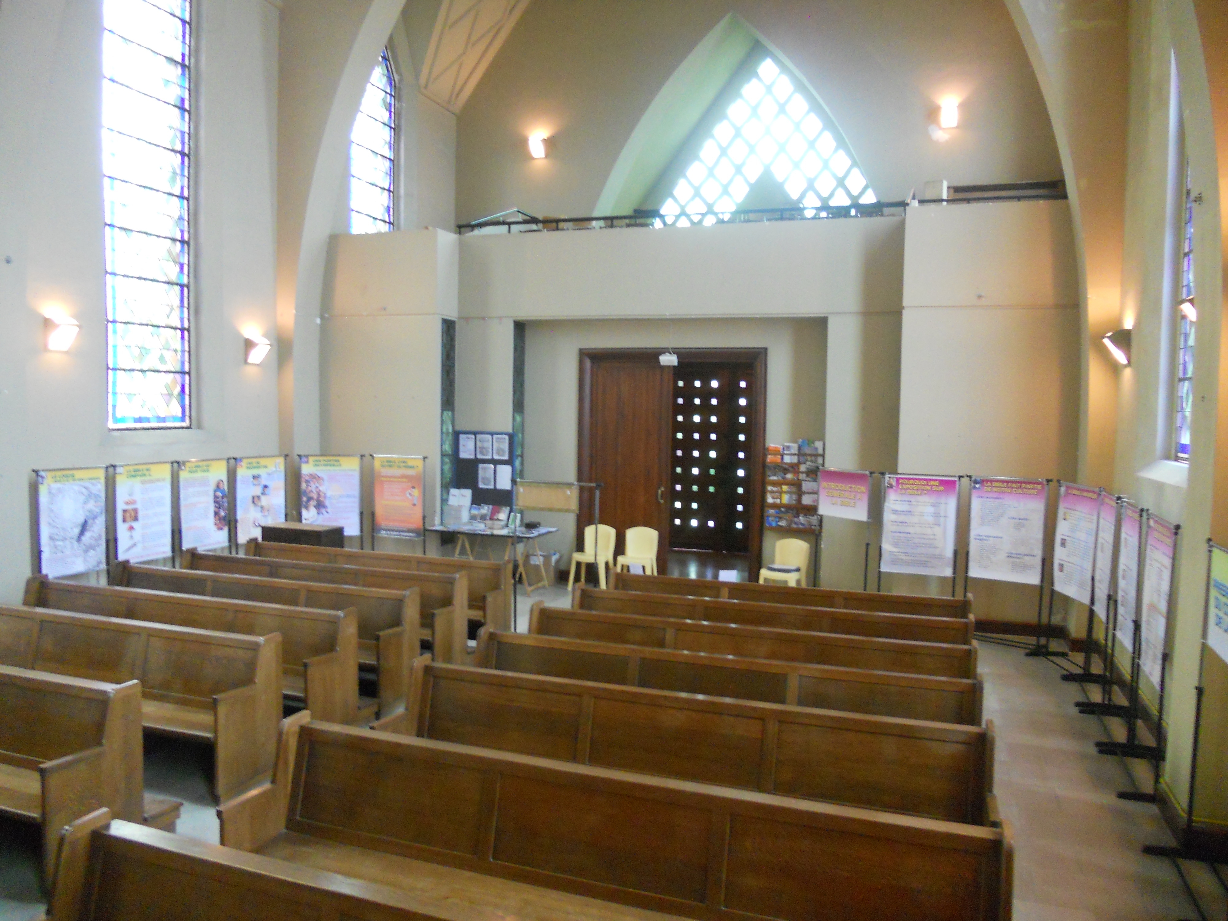 The exhibition set up in the church