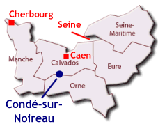 Map showing location of Condé-sur-Noireau