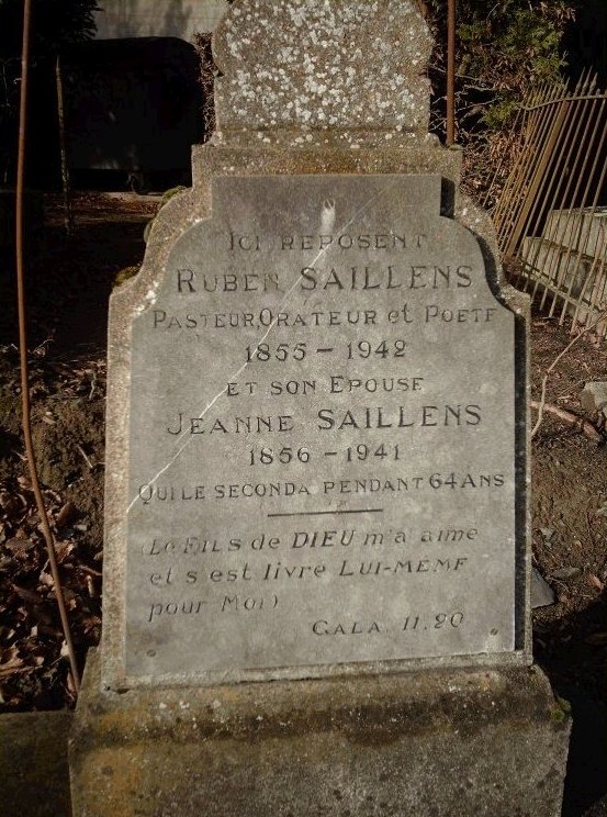 Saillens' grave - close up of inscription